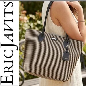 Eric Javitz NY Straw Leather Tote